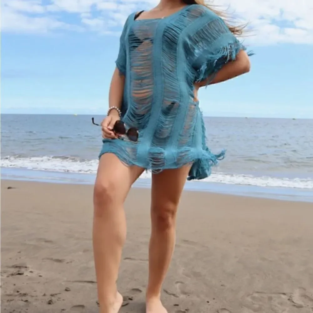 Beach cover BOHO baby blue